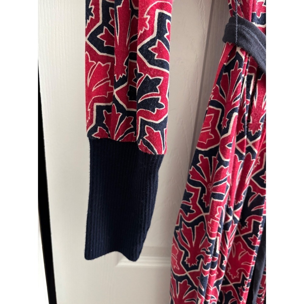 Tory Burch Truman Silk Blend Dress Small Magenta Navy Geometric Belted - Picture 7 of 11